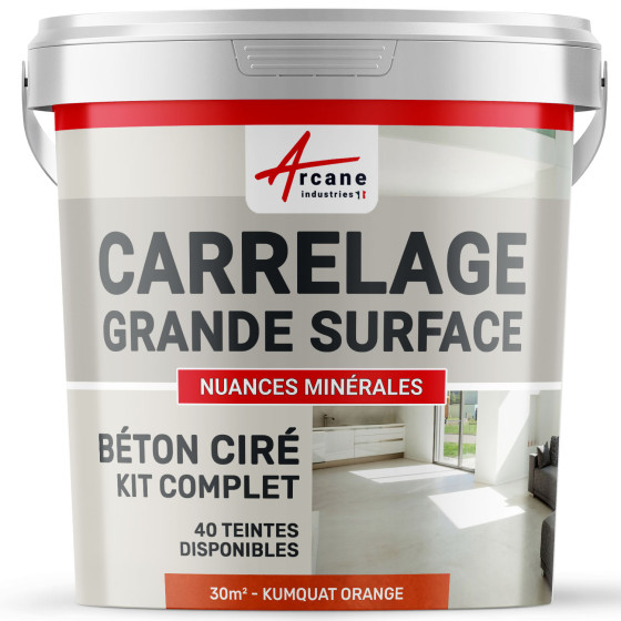 KIT BETON CIRE SUR CARRELAGE GRANDE SURFACE-Kit-30m2-Kumquat-Orange-Aspect / Couleur