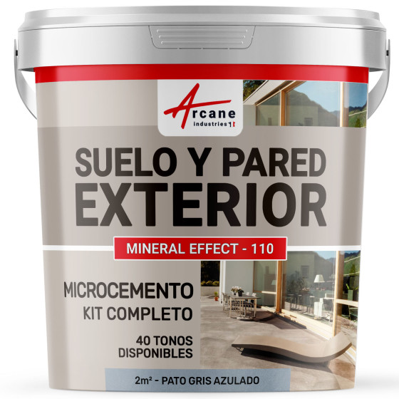 KIT BETÓN CIRÉ EXTERIOR - Betón alisado para suelos - paredes - terrazas y escaleras - Pato Gris Azulado - 2 m² (en 2 capas)