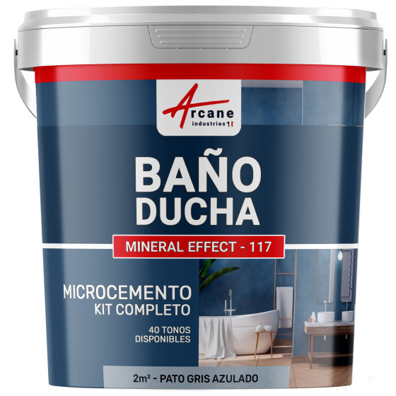 Kit de Microcemento para Baño: Revestimiento Impermeable - Pato Gris Azulado - 2 m² (en 2 capas)