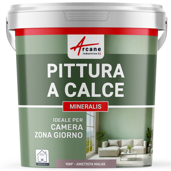 Pittura Viola a Calce Naturale per Interni - MINERALIS Ametista malva - 15 m² 2.5 kg in 1 strato