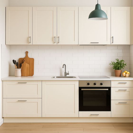 Peinture meuble beige Cuisine, plan de travail et Salle de Bain - ARCAPOXY MEUBLE - Mise en situation - Blanc crème