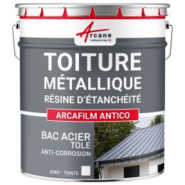 Résine d'étanchéité toiture et bac acier revêtement étanche: ARCAFILM ANTICO-20kg-Blanc-Couleur / Aspect