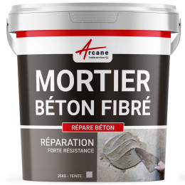 Mortier de réparation fibré béton éclaté rebouchage trous : REPARE BETON-25Kg-Gris-Couleur / Aspect