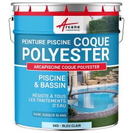 Peinture piscine polyuréthane pour coques polyester- 5kg-Bleu-Clair-Aspect / Couleur