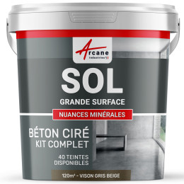 KIT BETON CIRE SOL GRANDE SURFACE HAUTE PROTECTION-Kit120m2-Vison-Gris-beige-Aspect / Couleur