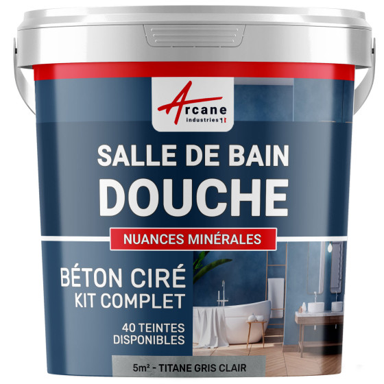 1-Main-Kit B‚ton Cir‚ Salle de Bain :  Enduit imperm‚able-kit5m2-Titane-Gris-clair-Aspect / Couleur
